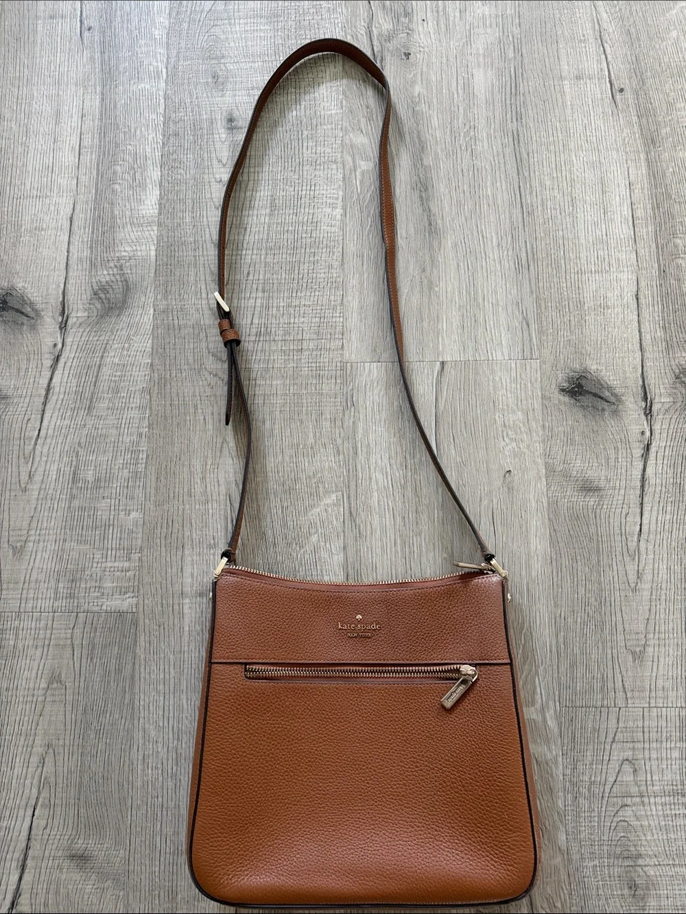 kate spade Pebbled Leather Crossbody in Cognac Brown